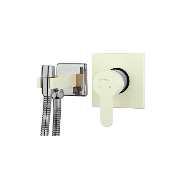 ملحقات شیر توالت و مکانیزم توکار ویوات راسان مدل فلت سفید کروم