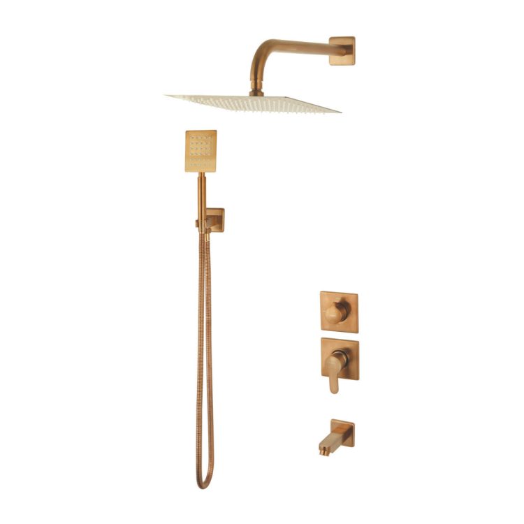 ملحقات شیر حمام و مکانیزم توکار ویوات راسان مدل فلت کلاس (1) رزگلد مات