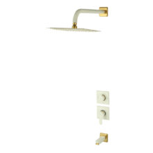 ملحقات شیر حمام و مکانیزم توکار ویوات راسان مدل فلت کلاس (2) سفید طلایی